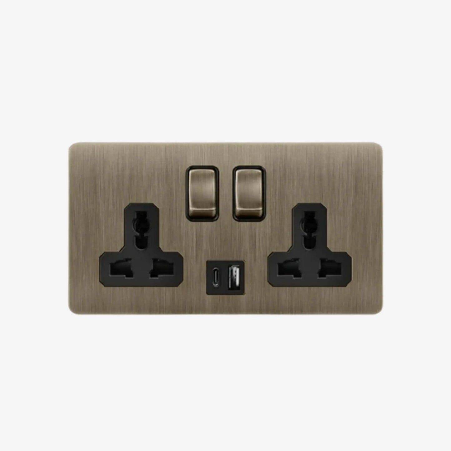 Crescent Two - 2 Gang 2 Universal Socket Wall Switch (+USB / USB-C)