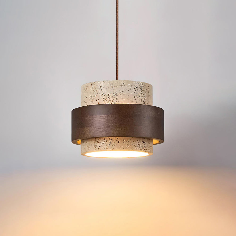 Sorra - Travertine Wood Pendant Light