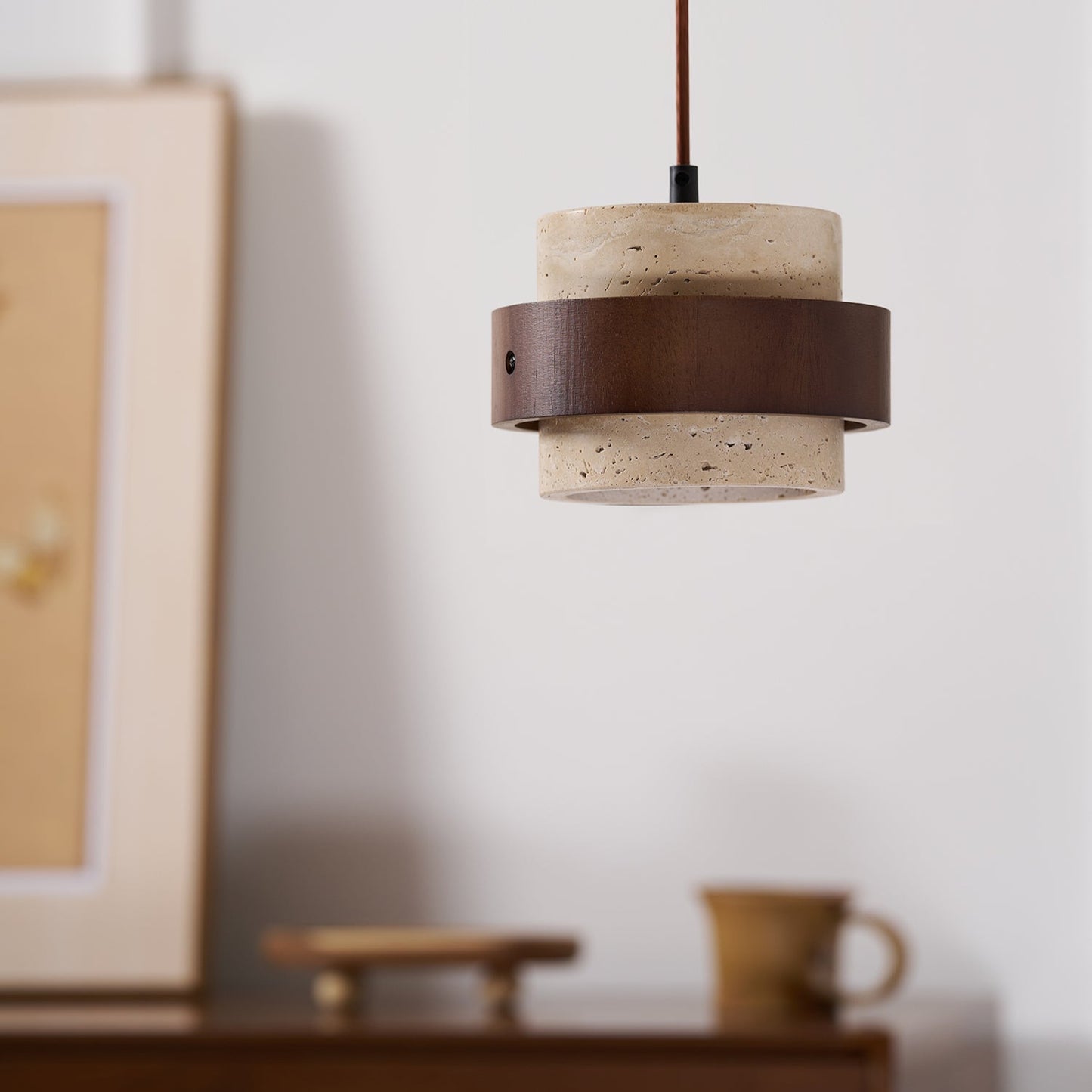 Sorra - Travertine Wood Pendant Light
