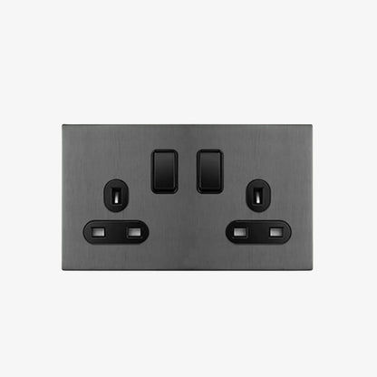 Opal Two - 2 Gang 2 UK Socket Wall Switch