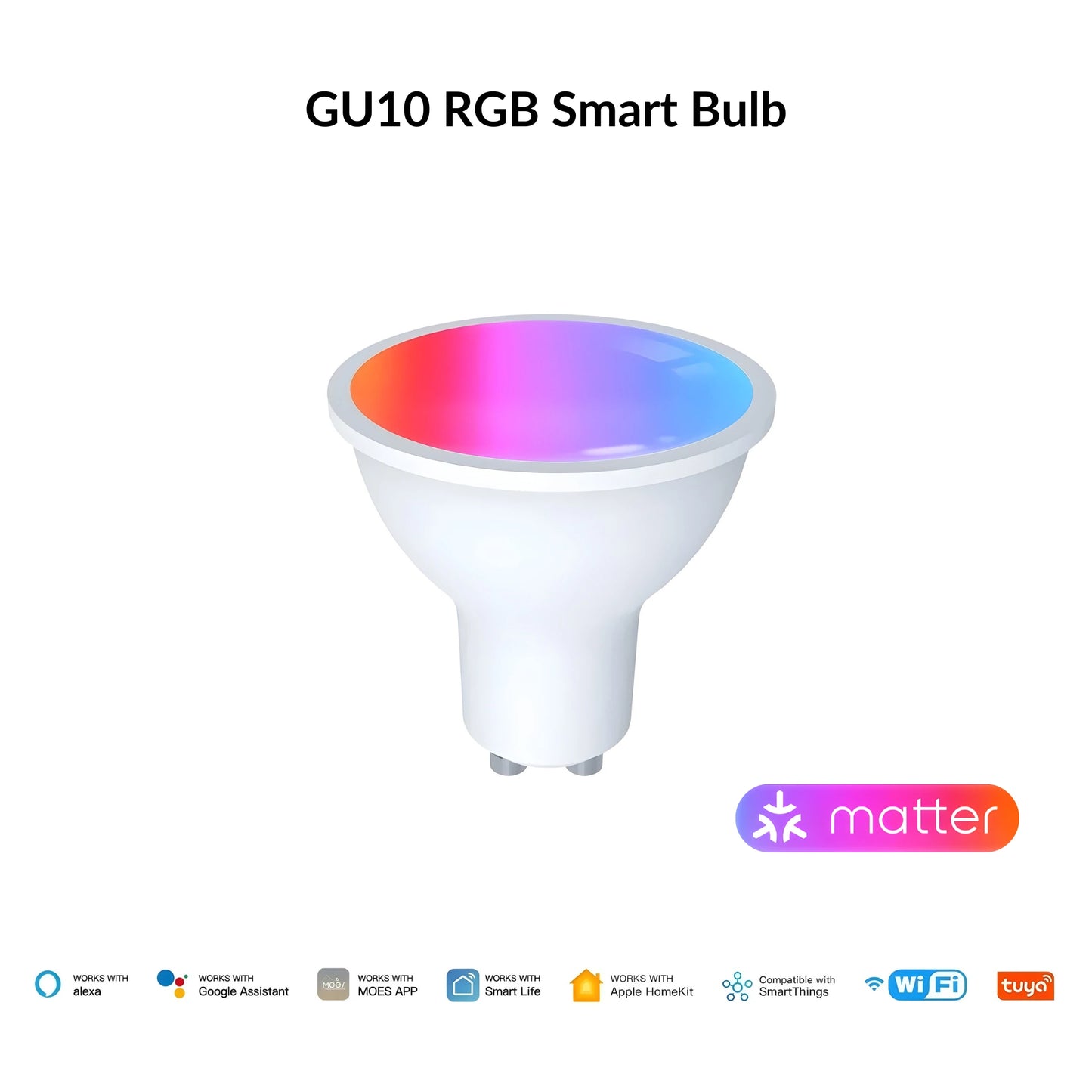 Moes - WiFi Matter GU10 RGB Smart Bulb (Google/Amazon Alexa Compatible)