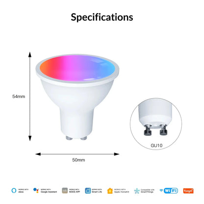 Moes - WiFi Matter GU10 RGB Smart Bulb (Google/Amazon Alexa Compatible)