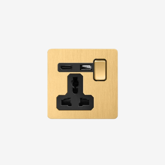Crescent One - 1 Gang 1 Universal Socket Wall Switch (+USB / USB-C)