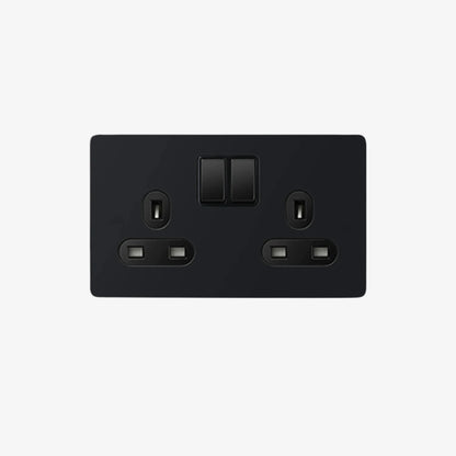 Opal Two - 2 Gang 2 UK Socket Wall Switch