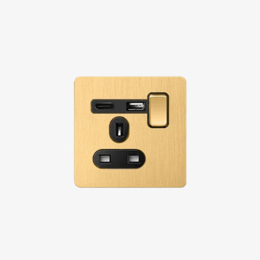 Elara One - 1 Gang 1 UK Socket Wall Switch (+USB / USB-C)