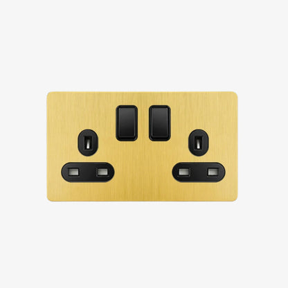 Opal Two - 2 Gang 2 UK Socket Wall Switch