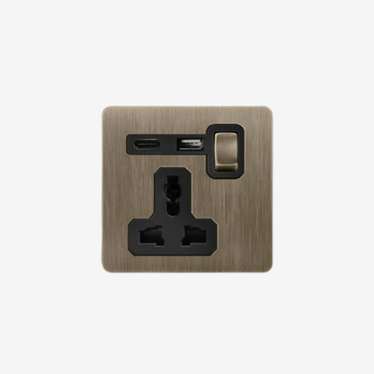 Crescent One - 1 Gang 1 Universal Socket Wall Switch (+USB / USB-C)