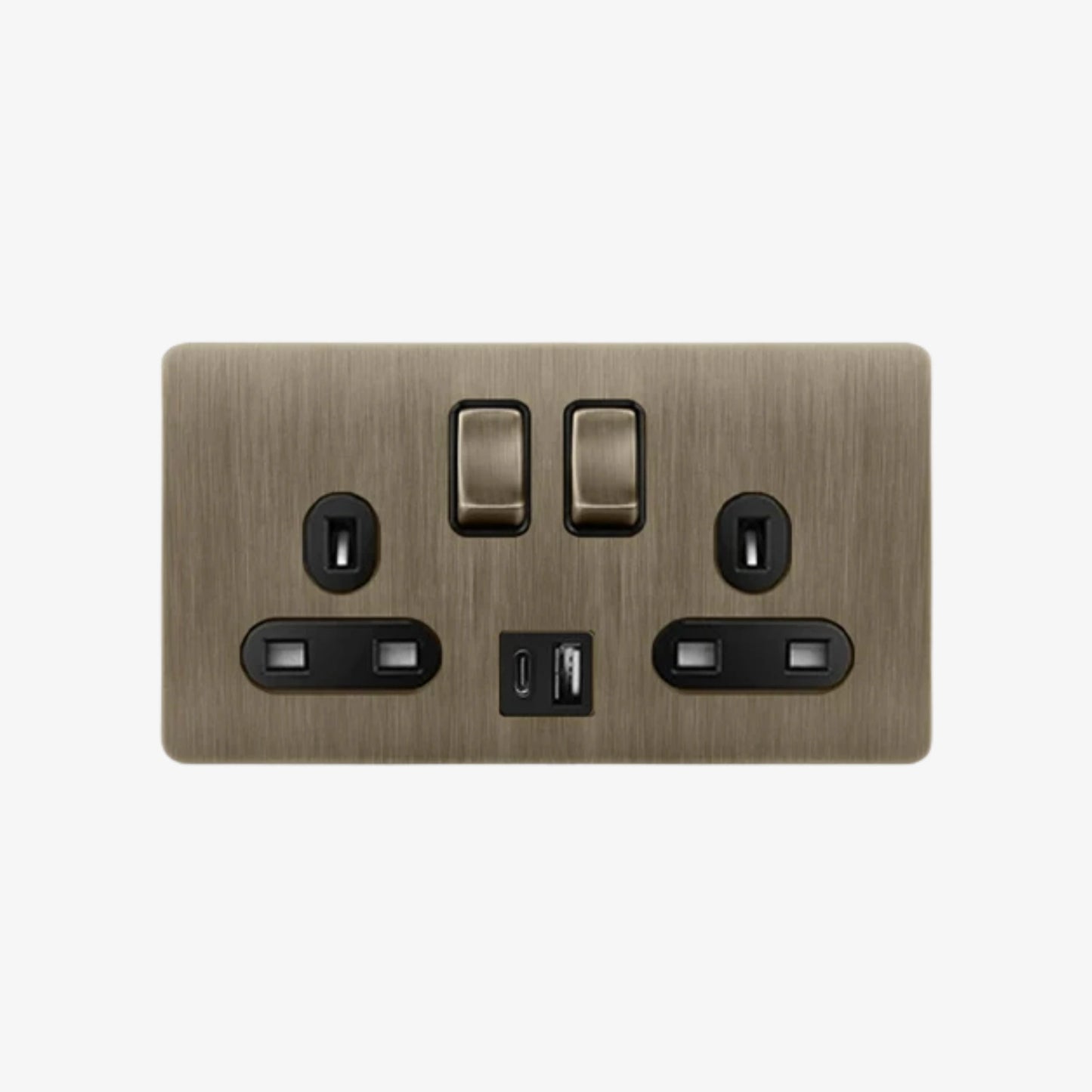 Elara Two - 2 Gang 2 UK Socket Wall Switch (+USB / USB-C)