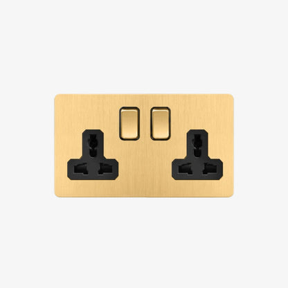 Solene Two - 2 Gang Universal Socket Wall Switch