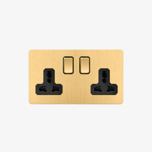 Solene Two - 2 Gang Universal Socket Wall Switch
