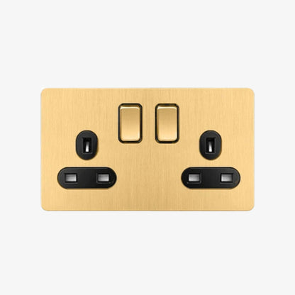 Opal Two - 2 Gang 2 UK Socket Wall Switch