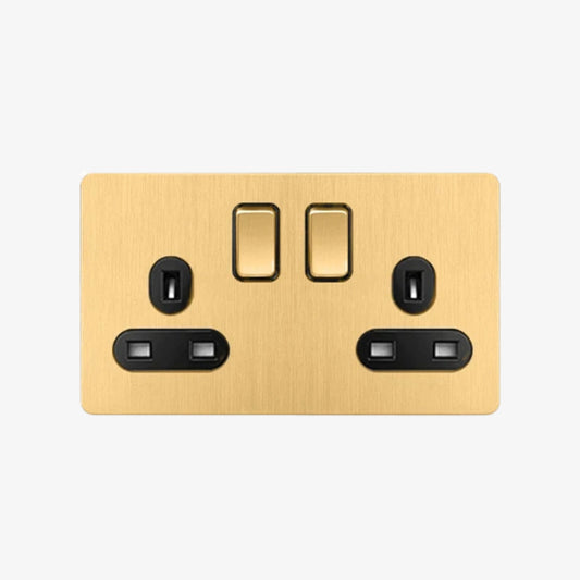 Opal Two - 2 Gang 2 UK Socket Wall Switch