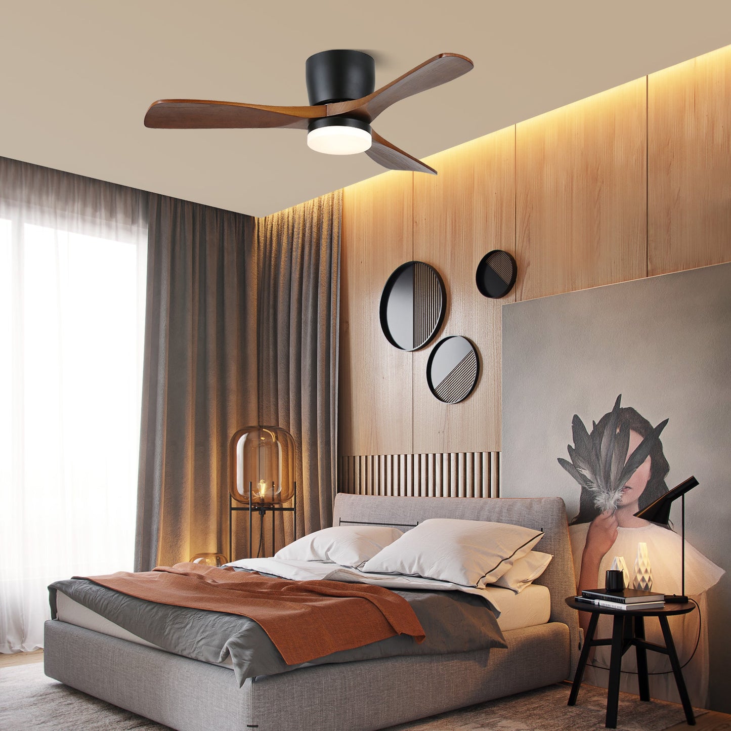 Sylvara – Nordic Wooden Ceiling Fan Light