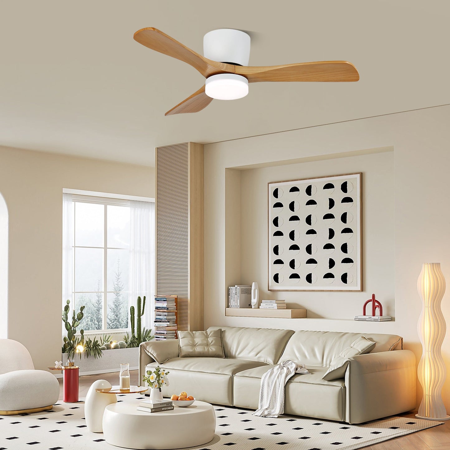 Sylvara – Nordic Wooden Ceiling Fan Light