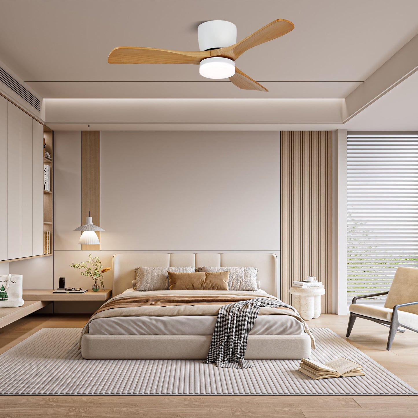Sylvara – Nordic Wooden Ceiling Fan Light