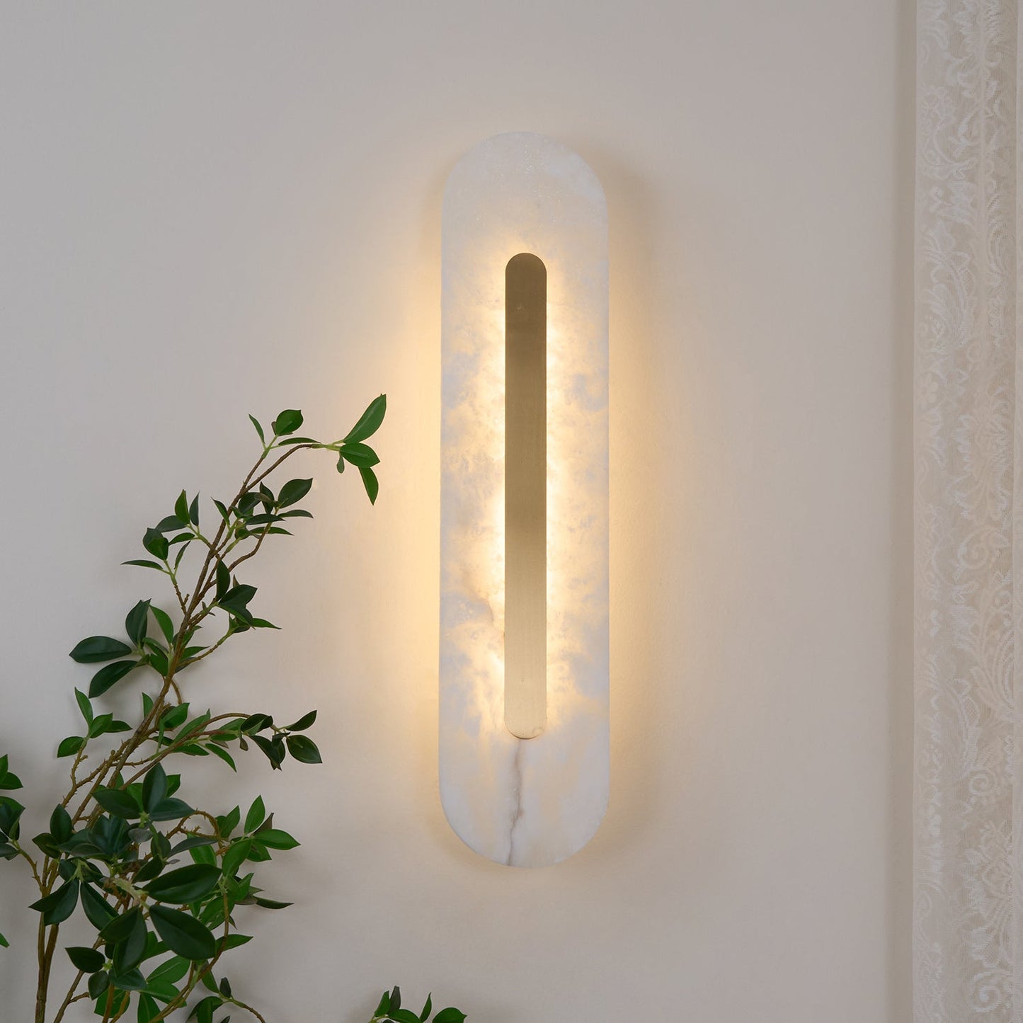 Celeste - Brass Alabaster Wall Light