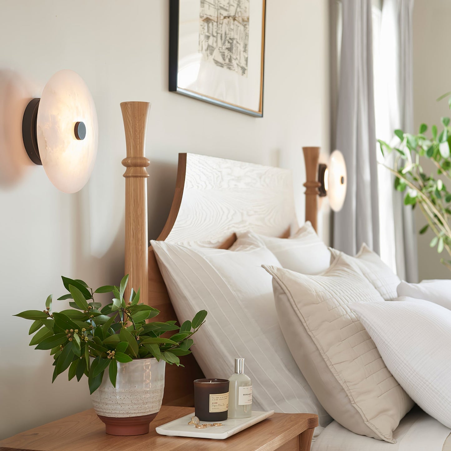 Sylva - Alabaster Semi-Flush Ceiling Light