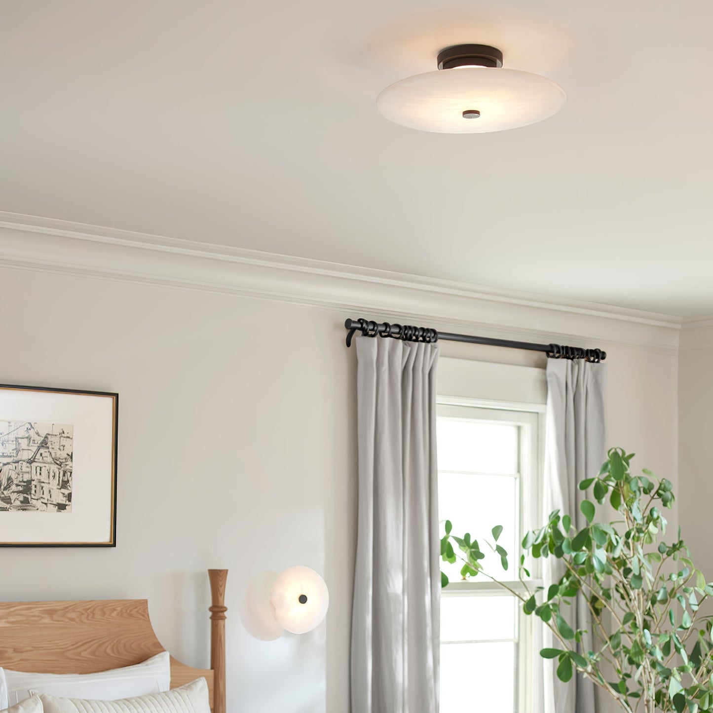 Sylva - Alabaster Semi-Flush Ceiling Light