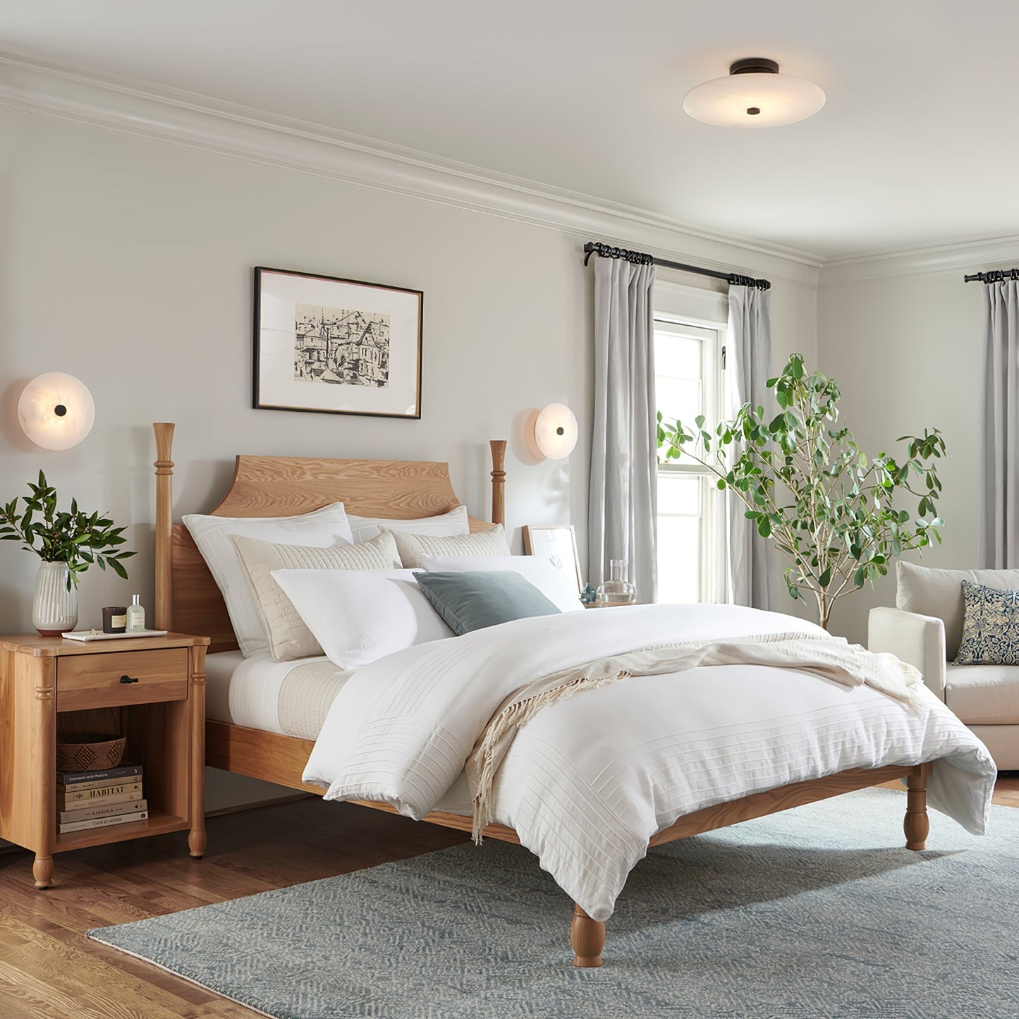 Sylva - Alabaster Semi-Flush Ceiling Light