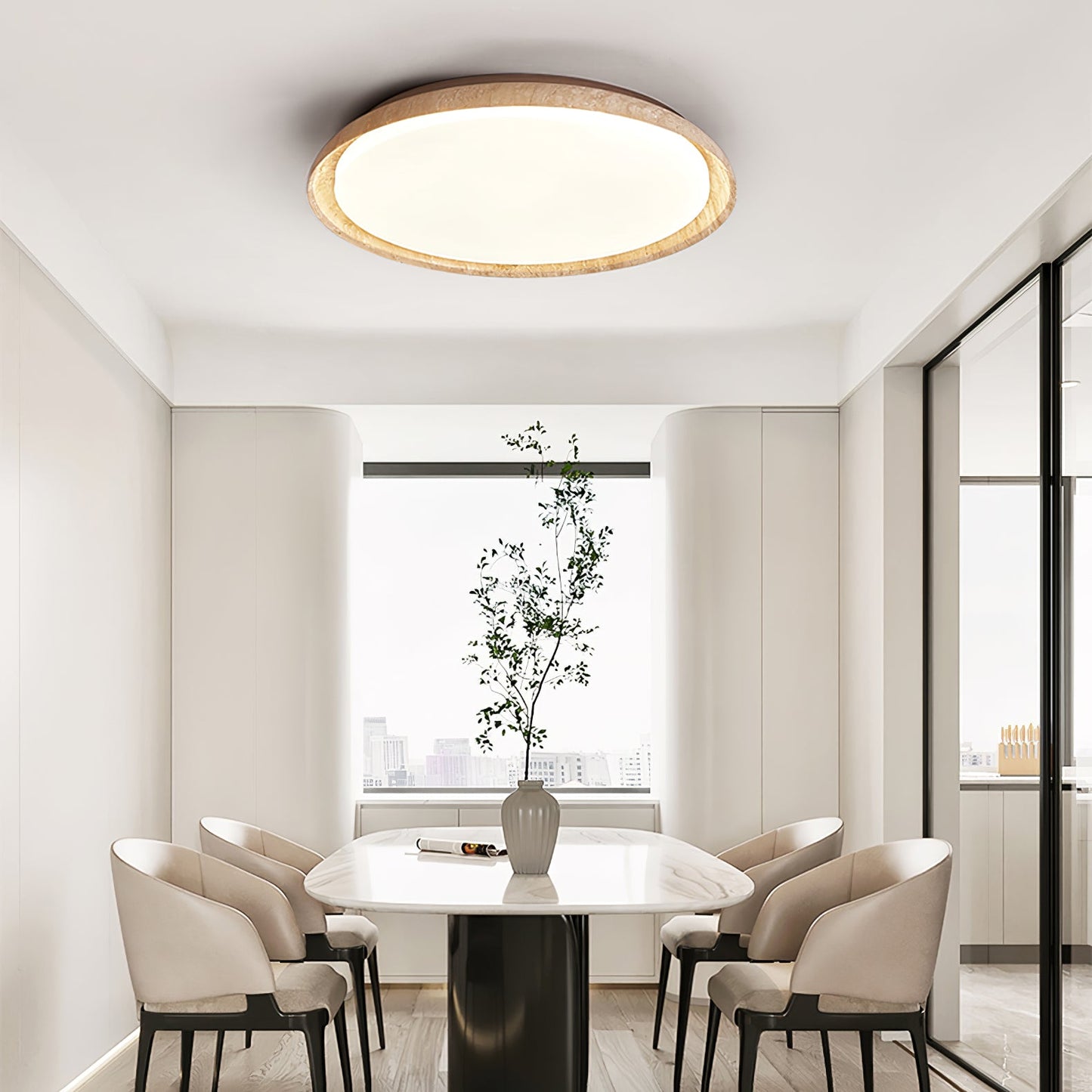Paxion - Travertine Stone Flush Ceiling Light