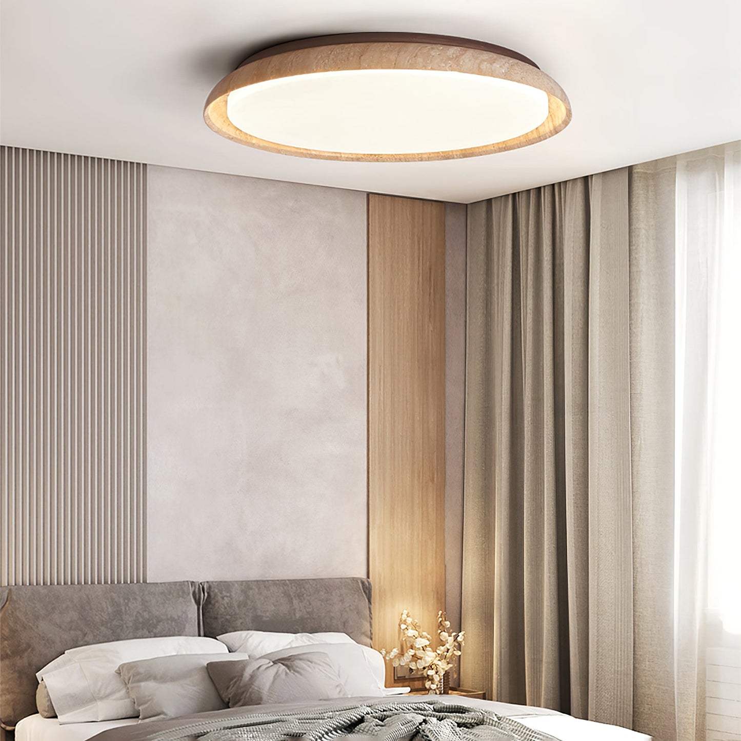 Paxion - Travertine Stone Flush Ceiling Light