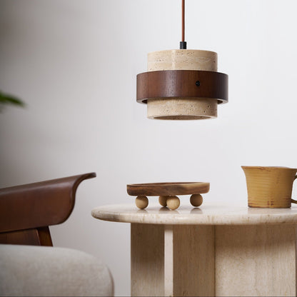 Sorra - Travertine Wood Pendant Light