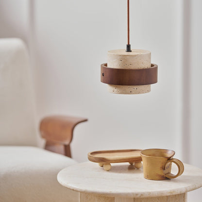 Sorra - Travertine Wood Pendant Light