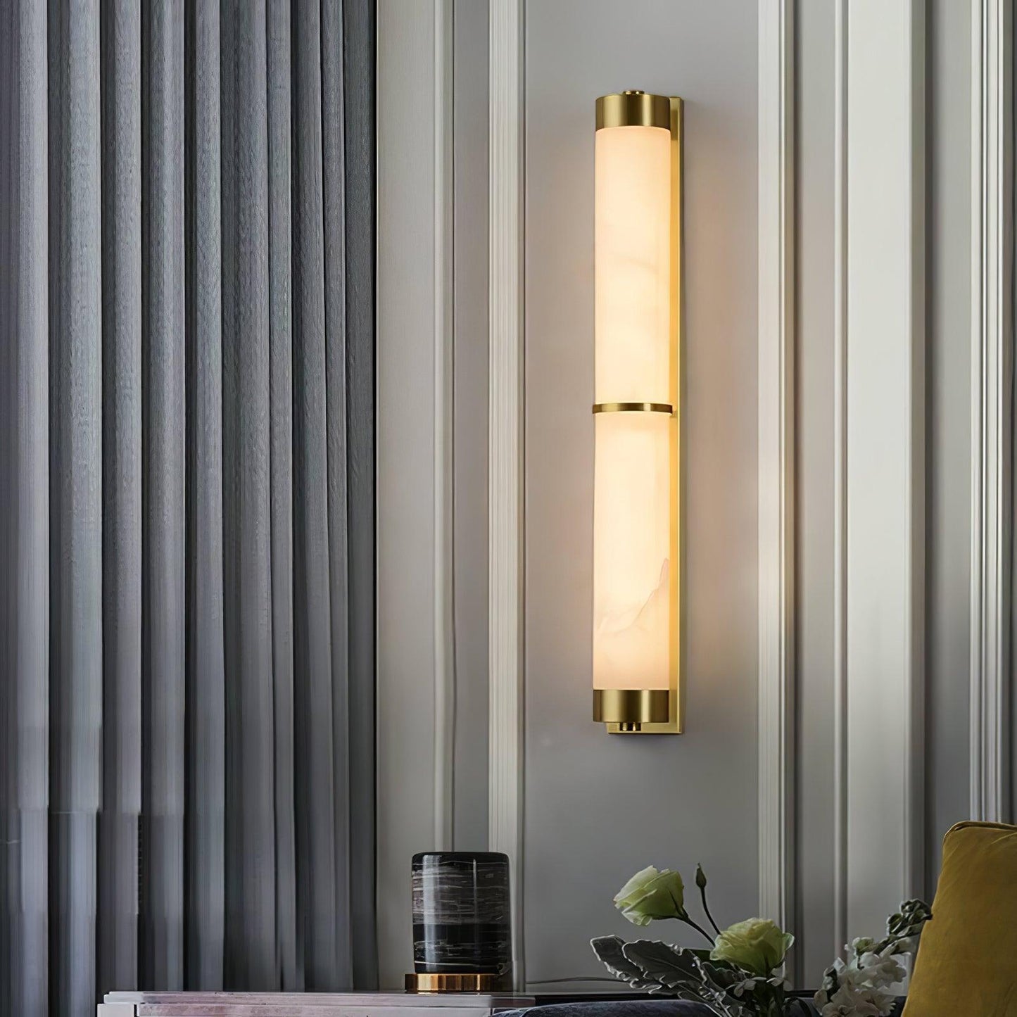 Aurora - Brass Alabaster Wall Light