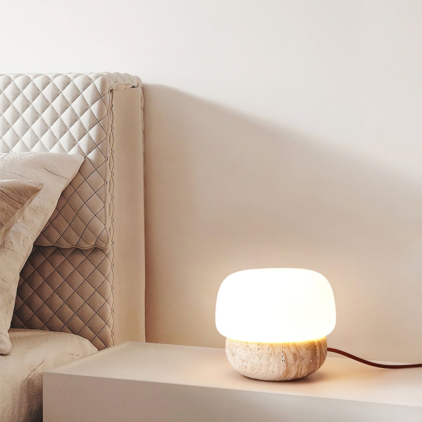 Lyndra - Travertine Stone Table Lamp