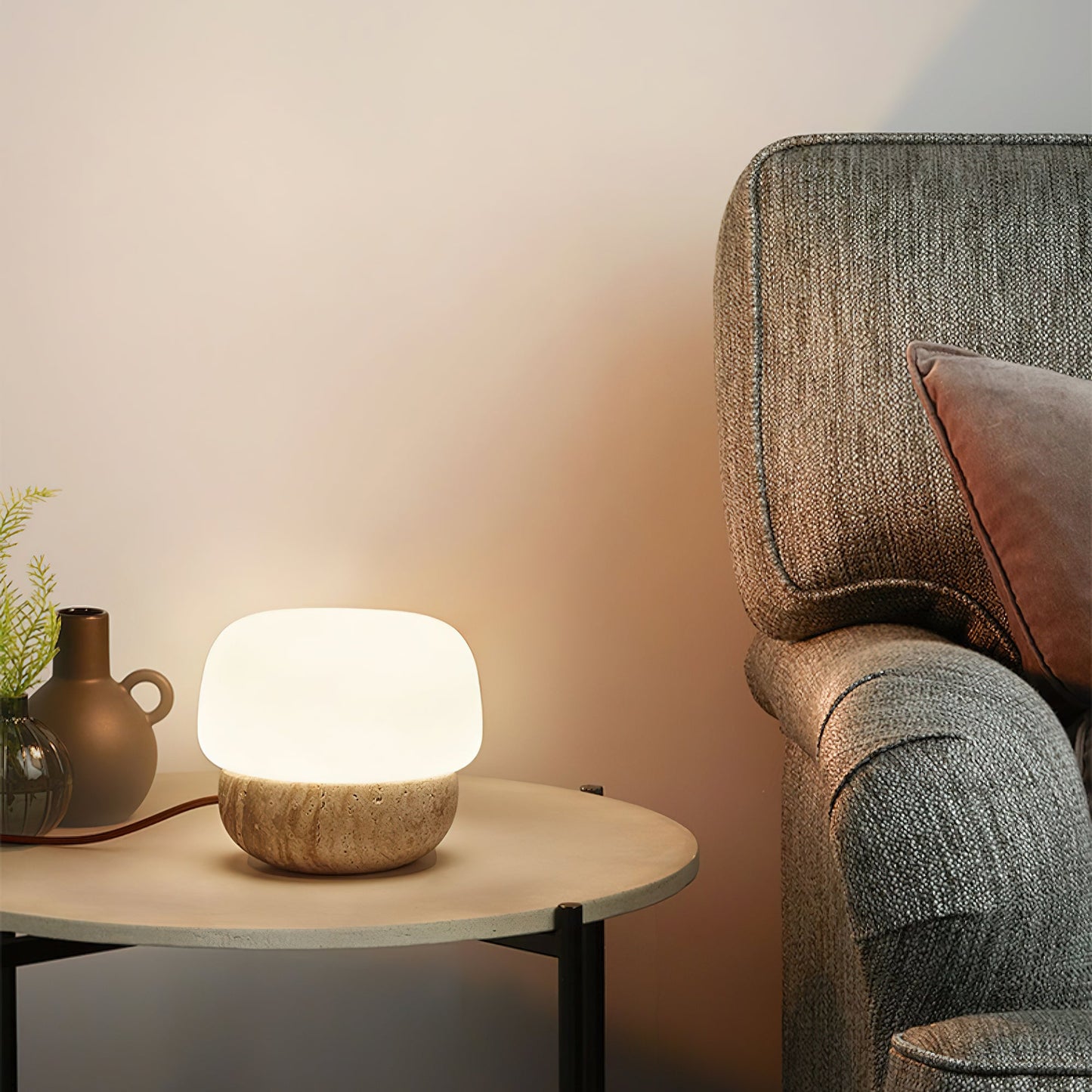 Lyndra - Travertine Stone Table Lamp