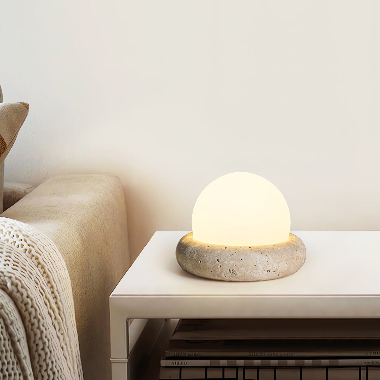 Serene - Travertine Stone Rechargeable Table Lamp