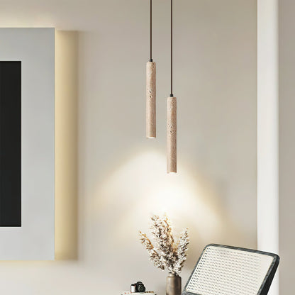 Novira - Cylinder Travertine Stone Pendant Light