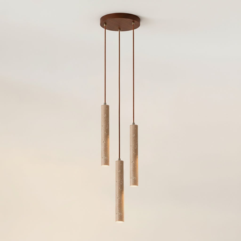 Novira - Cylinder Travertine Stone Pendant Light