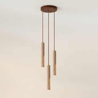 Novira - Cylinder Travertine Stone Pendant Light