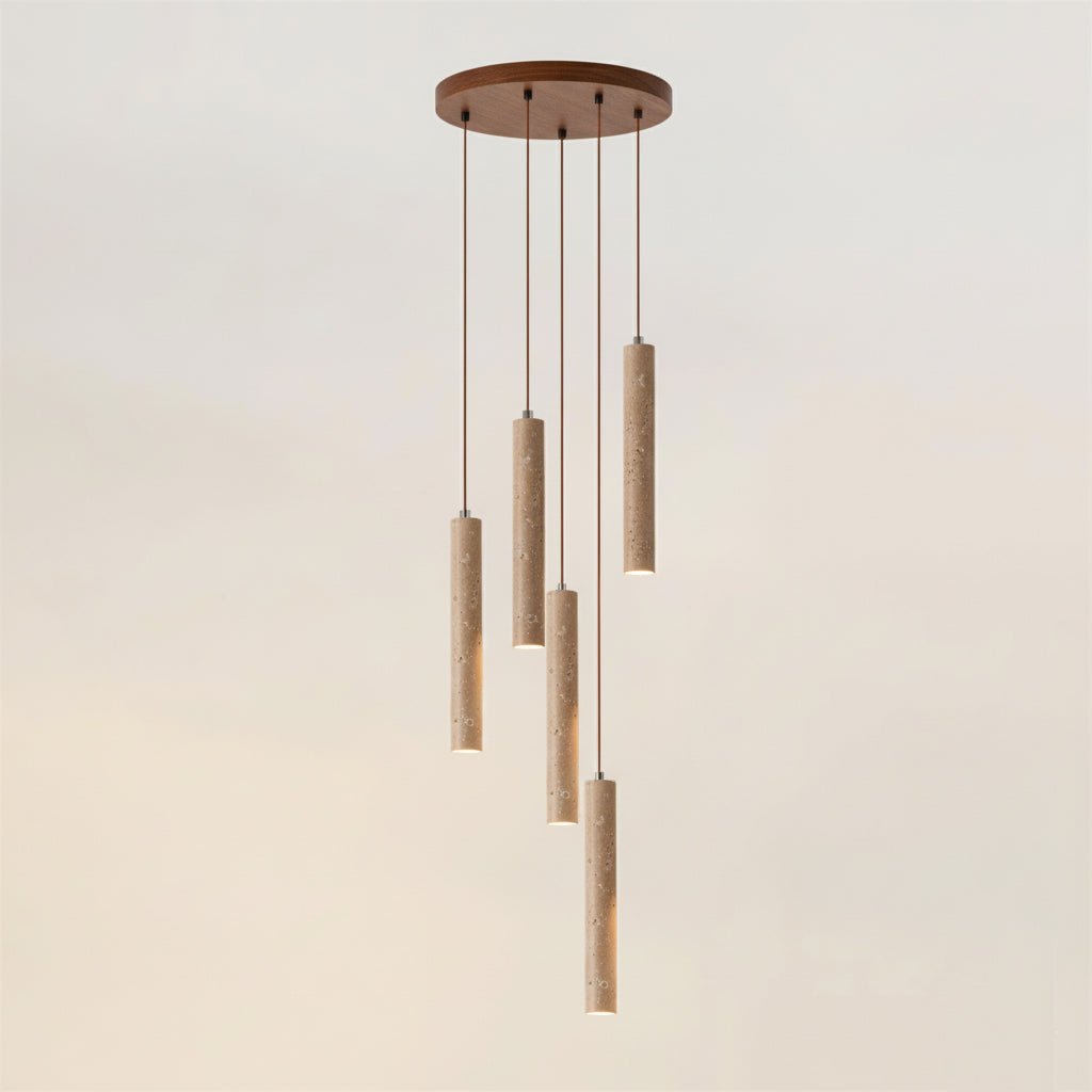 Novira - Cylinder Travertine Stone Pendant Light