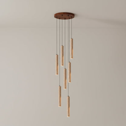 Novira - Cylinder Travertine Stone Pendant Light