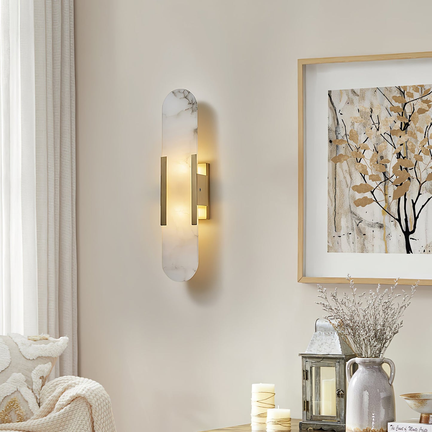 Azelia – Brass Alabaster Stone Wall Light