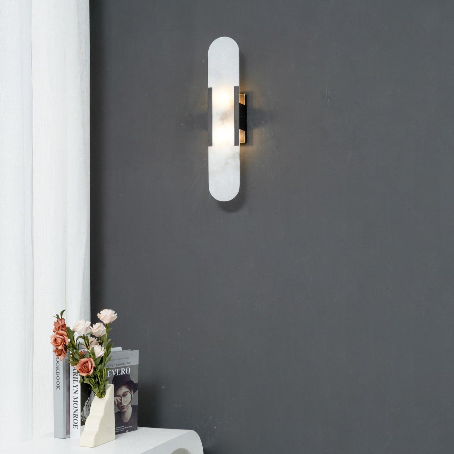 Azelia – Brass Alabaster Stone Wall Light