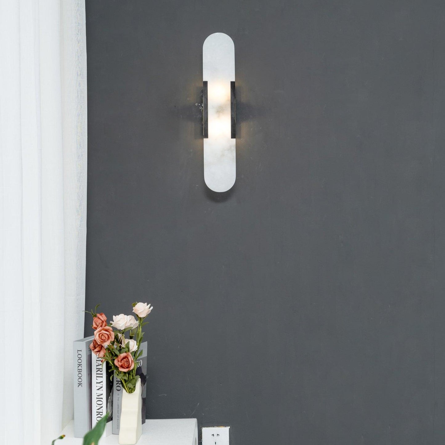 Azelia – Brass Alabaster Stone Wall Light