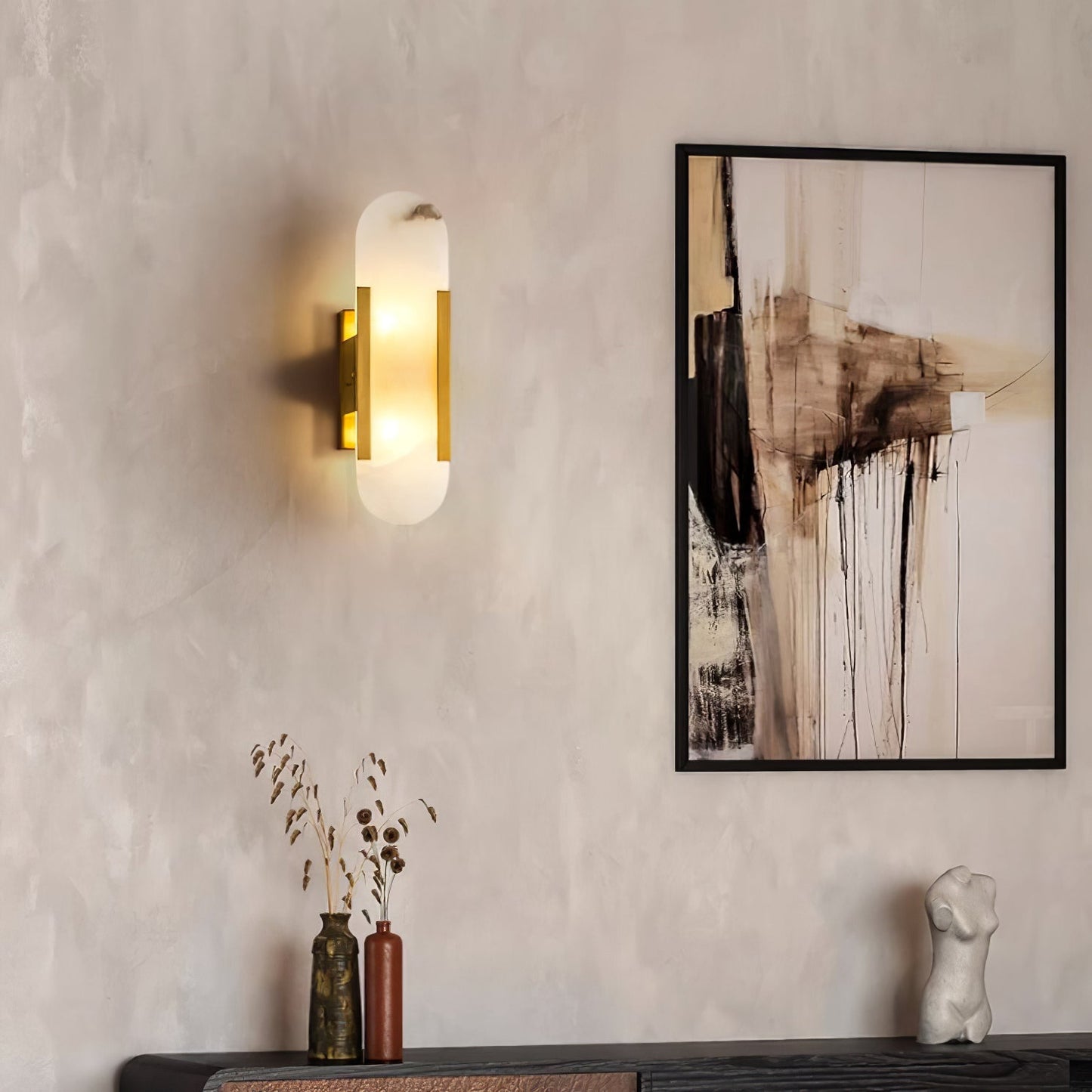 Azelia – Brass Alabaster Stone Wall Light