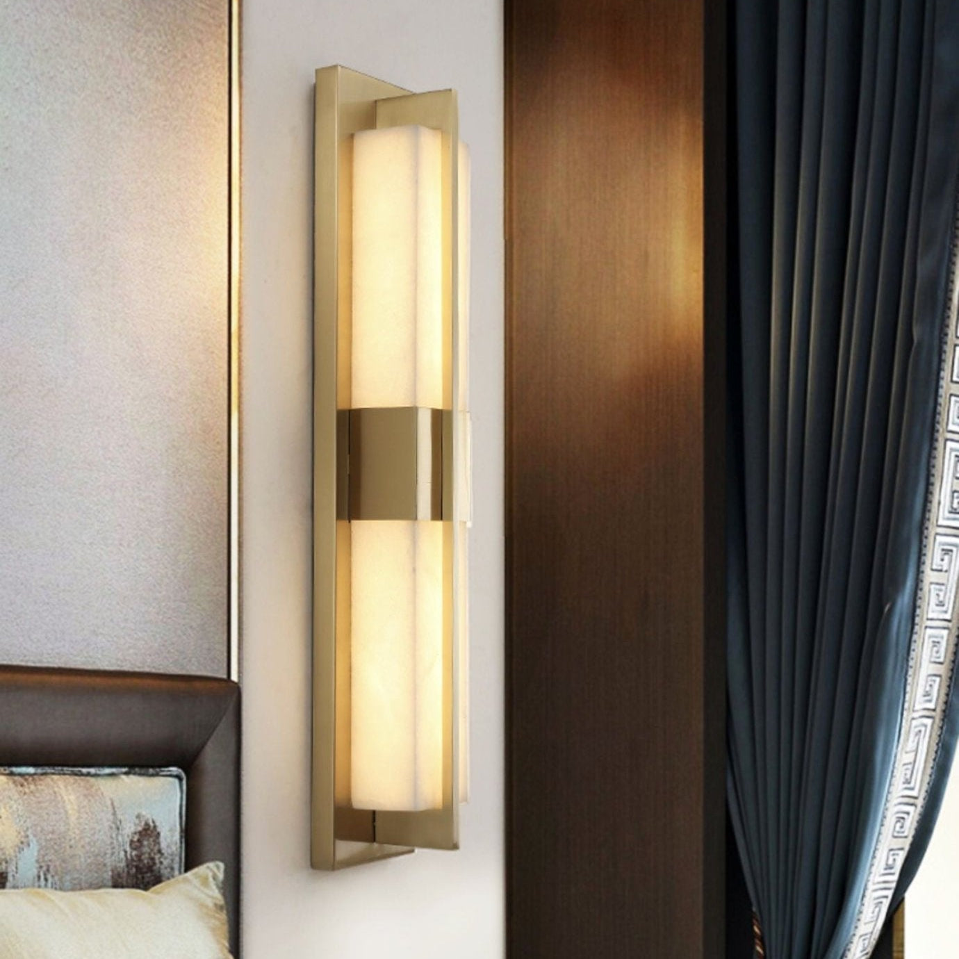 Evora - Brass Alabaster Wall Light