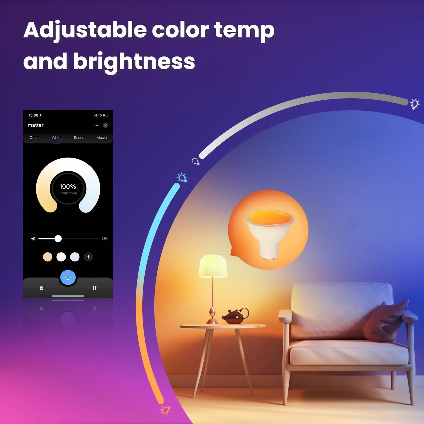 Moes - WiFi Matter GU10 RGB Smart Bulb (Google/Amazon Alexa Compatible)
