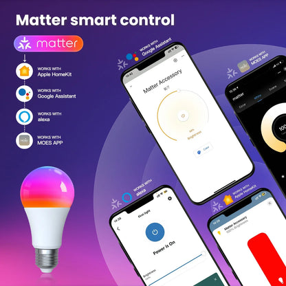 Moes - WiFi Matter E27 RGB Smart Bulb (Google/Amazon Alexa Compatible)