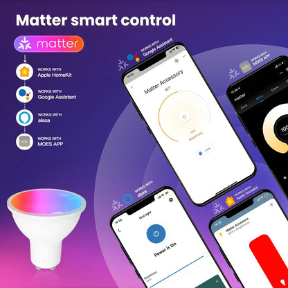 Moes - WiFi Matter GU10 RGB Smart Bulb (Google/Amazon Alexa Compatible)