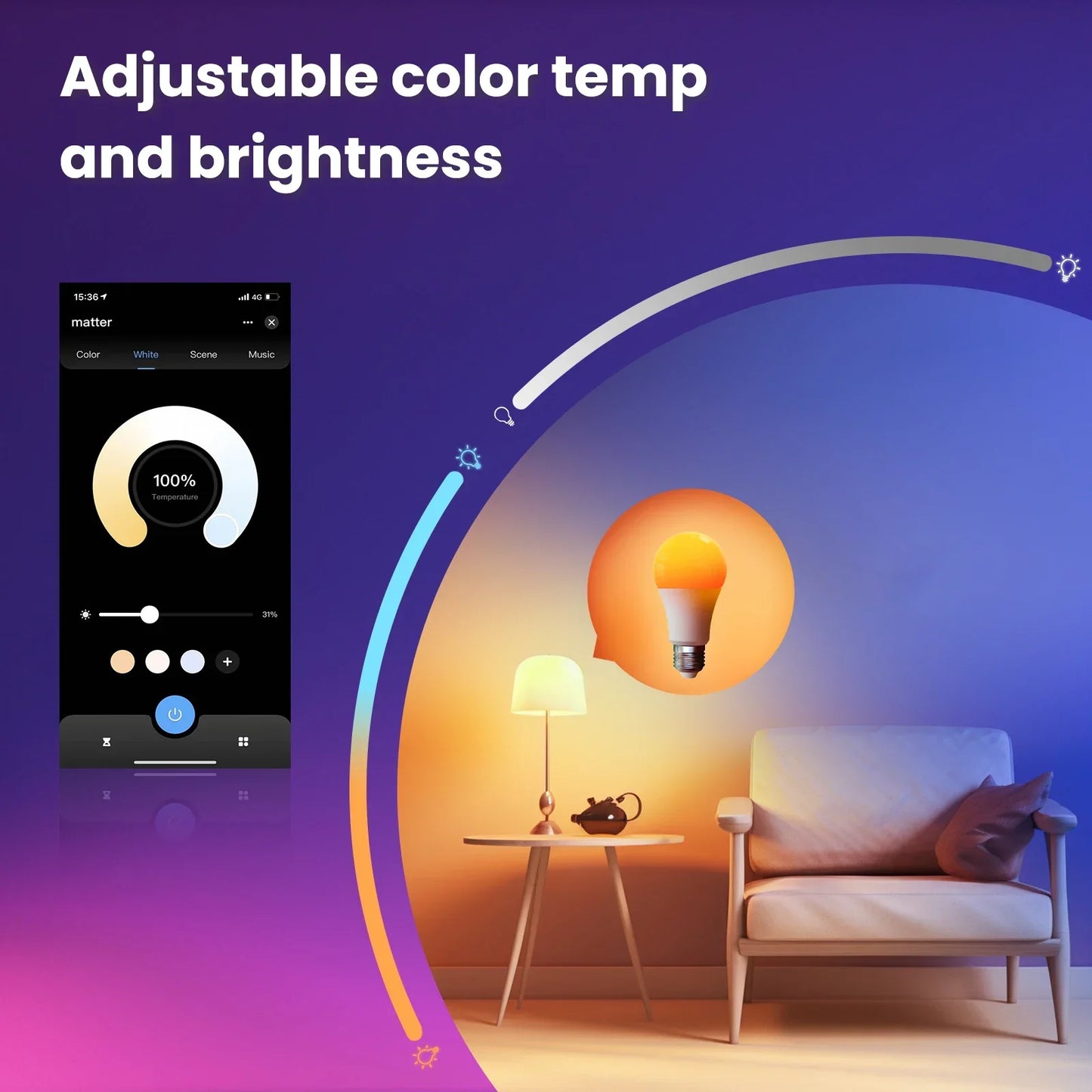 Moes - WiFi Matter E27 RGB Smart Bulb (Google/Amazon Alexa Compatible)