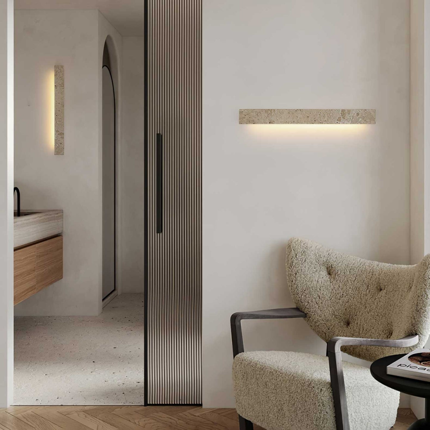 Toraya – Travertine Strip Wall Sconce