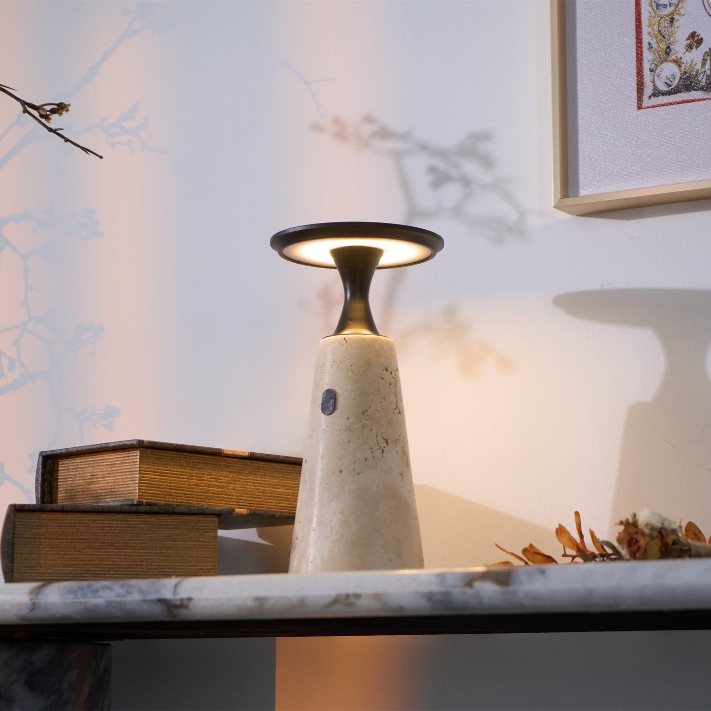 Strava - Travertine Stone Rechargeable Table Lamp
